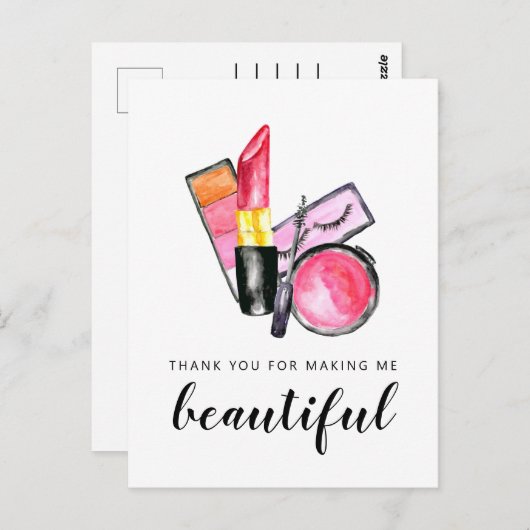 Dank u mooie make-up artiest lippenstift briefkaart (Voorkant / Achterkant)