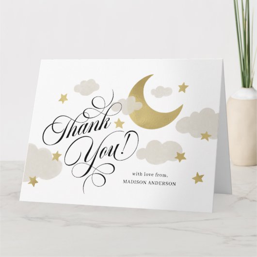 Dank u Moon Stars Cloud Baby shower Bedankkaart (Voorkant)