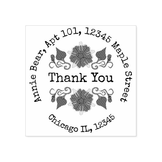 Dank u Morning Glories met retouradres Rubberstempel (Afrduk)