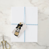 Dank u Mousserende Wijnfles Zwarte Boog Cadeaulabel (Met Touw)