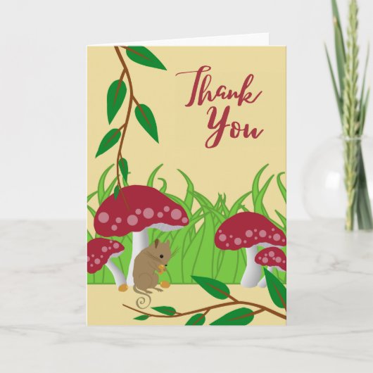 Dank u Muis onder een Toadstool illustratie Bedankkaart (Voorkant)
