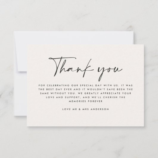 Dank u multi foto Bruiloft modern minimaal grijs Bedankkaart (Achterkant)