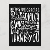Dank u Multi Talen Witte Typografie Zwart Briefkaart (Voorkant)
