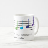 Dank u Music Teacher Appreciation Rainbow Notes Koffiemok (Voorkant rechts)