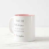 Dank u Music Teacher Apprecible Treble Clef Tweekleurige Koffiemok (Voorkant links)