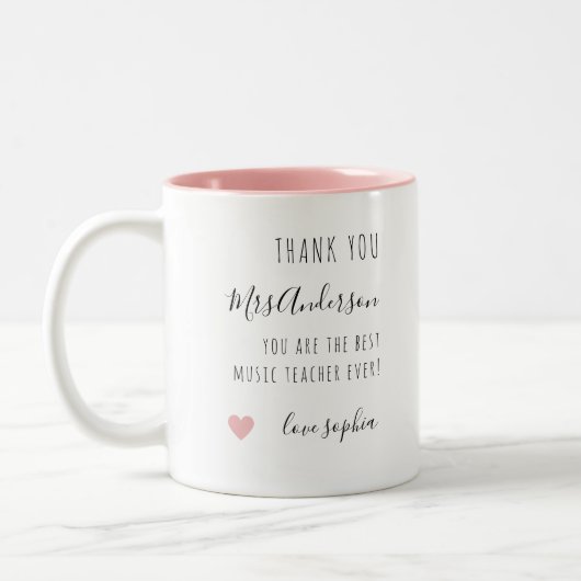 Dank u Music Teacher Apprecible Treble Clef Tweekleurige Koffiemok (Links)