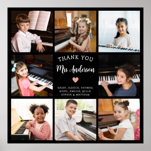 Dank u Music Teacher Gift Photo Collage Poster (Voorkant)