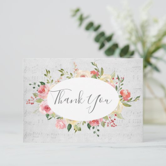 Dank u muziek achtergrond kaart (Staand voorkant)