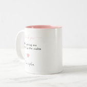 Dank u muziek leraar waardering Eenvoudig hart Tweekleurige Koffiemok (Voorkant links)