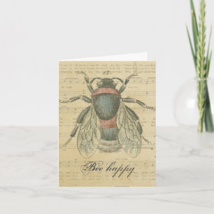 Dank u  Muzieknoten van het blad van de Bee worden Bedankkaart