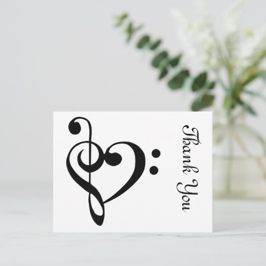 Dank u muzikaal hart briefkaart (Staand voorkant)