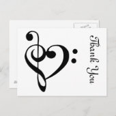 Dank u muzikaal hart briefkaart (Voorkant / Achterkant)