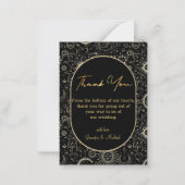 Dank u mystieke zwart goud bruiloft foto kaart notitiekaartje (Voorkant)