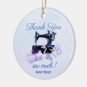 Dank u Naaimachine  Blauw Keramisch Ornament (Links)