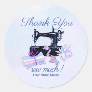 Dank u Naaimachine Fun Blue Ronde Sticker
