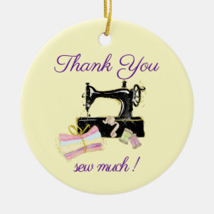 Dank u naaimachine keramisch ornament