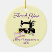 Dank u  naaimachine keramisch ornament (Achterkant)