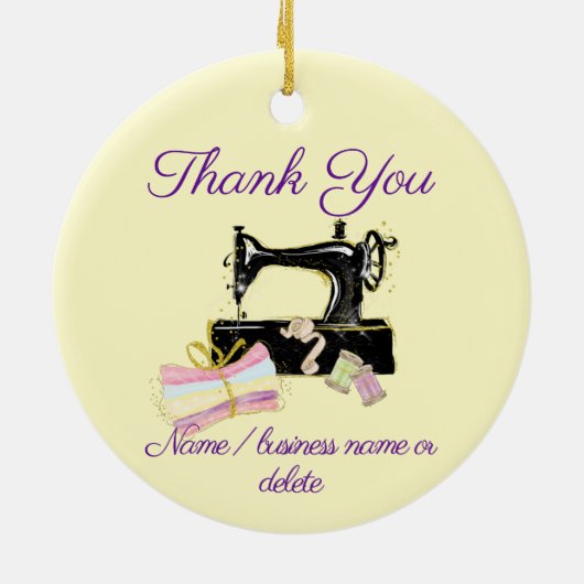 Dank u naaimachine keramisch ornament (Achterkant)