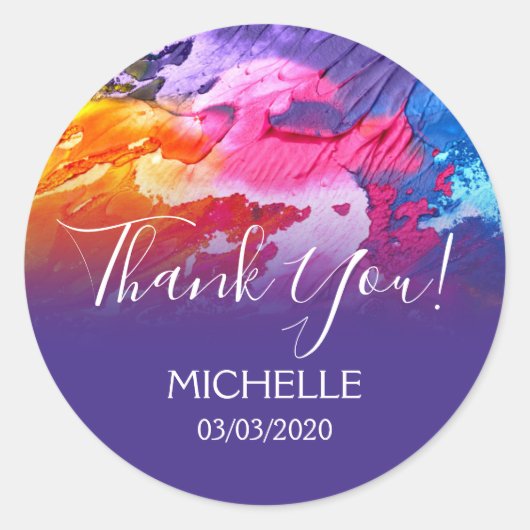 Dank u Naam 16 verjaardagsmeisje abstracte kunst Ronde Sticker (Voorkant)