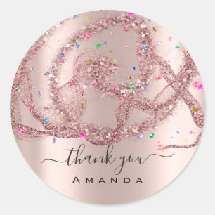 Dank u naam 16e Bridal Roos Moderne Confetti Ronde Sticker