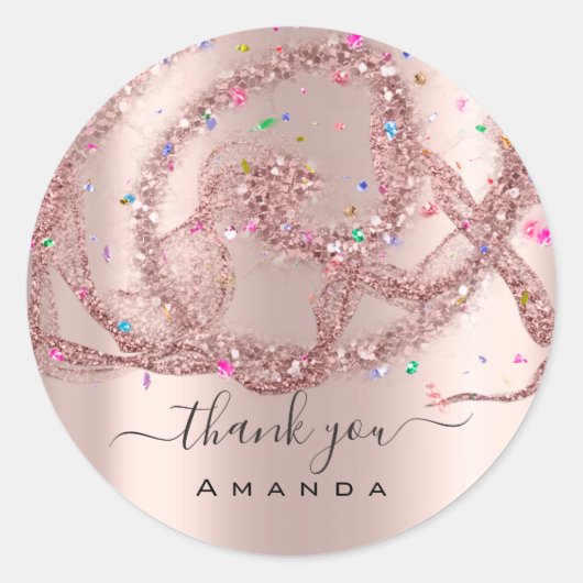 Dank u naam 16e Bridal Roos Moderne Confetti Ronde Sticker (Voorkant)