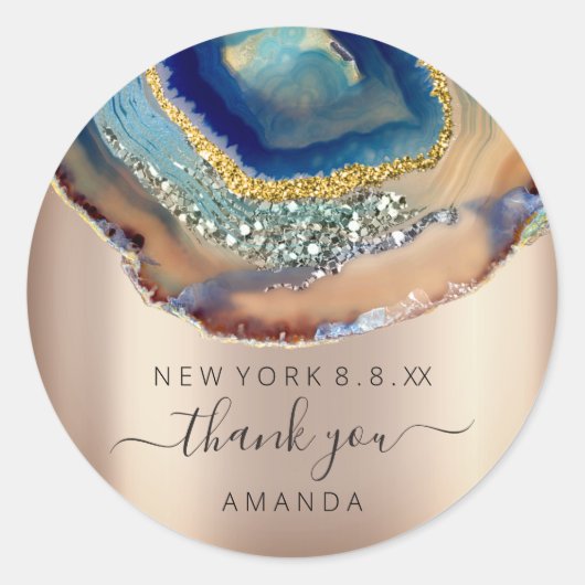 Dank u Naam 16e Bruids Bruiloft Amethist Roos Ronde Sticker (Voorkant)