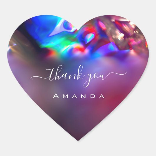 Dank u naam 16e bruids bruiloftHolograaf Paarse Hart Sticker (Voorkant)