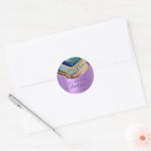 Dank u Naam 16e Bruids Glitter Paarse Marine Ronde Sticker (Envelop)