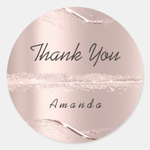 Dank u Naam 16e bruids Roos Glitter Blush Lux Ronde Sticker