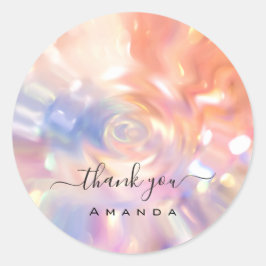 Dank u naam 16e bruids roze holograaf bruids ronde sticker