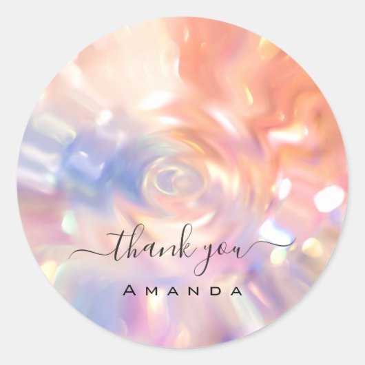 Dank u naam 16e bruids roze holograaf bruids ronde sticker (Voorkant)