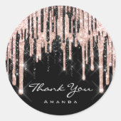 Dank U Naam 16e Bruids Shower Roze Glitter Ronde Sticker (Voorkant)