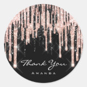 Dank U Naam 16e Bruidsdouche Roze Glitters Ronde Sticker (Voorkant)