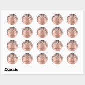 Dank U Naam 16e Bruidsdouche Roze Koper Ronde Sticker (Vel)