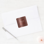 Dank U Naam 16e Bruiloft Trouwen Bruin Vierkante Sticker (Envelop)