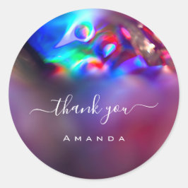 Dank u Naam 16e Vrijgezellenfeest Holograaf Paarse Ronde Sticker