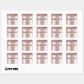 dank u Naam adres Glitter Drips Roos Vierkante Sticker (Vel)