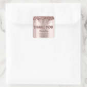 dank u Naam adres Glitter Drips Roos Vierkante Sticker (Tas)