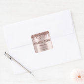 dank u Naam adres Glitter Drips Roos Vierkante Sticker (Envelop)