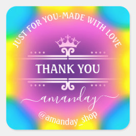 Dank u Naam Boutique Shop Royal Crown Princess Vierkante Sticker