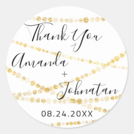 Dank U  Naam Datum Wit Goud Licht Wit Ronde Sticker