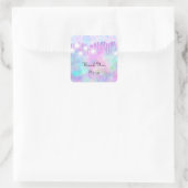 Dank U Naam Drip Favor Holografisch Roze Blauw Vierkante Sticker (Tas)