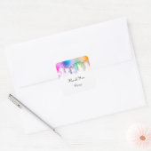Dank U Naam Drip Favor Holografische Regenboog Vierkante Sticker (Envelop)