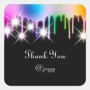 Dank U Naam Drip Favor Holografische Regenboog Zwa Vierkante Sticker