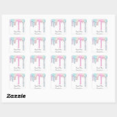 Dank U Naam Drip Holografisch Roze Wit Vierkante Sticker (Vel)