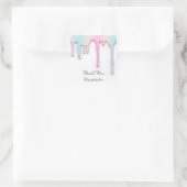 Dank U Naam Drip Holografisch Roze Wit Vierkante Sticker (Tas)
