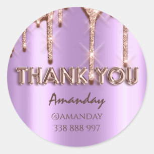 dank u Naam Drips Roos Instagra Paarse Ronde Sticker