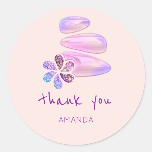 Dank u naam Holograph Flower SPA Wellness Ronde Sticker (Voorkant)