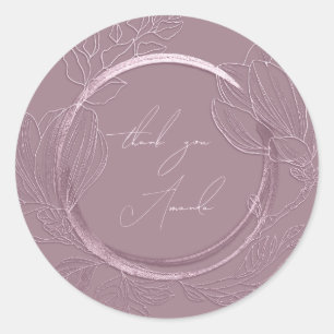 Dank U Naam Magnolia Bloementuin Aubergine  Ronde Sticker