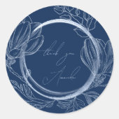 Dank U Naam Magnolia Bloemig Roken Blauw Marinebla Ronde Sticker (Voorkant)